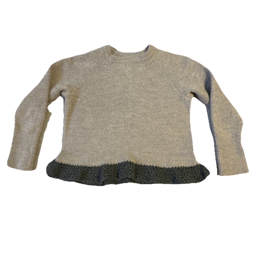 Rachel Zoe Knit Sweater Extrafine Merino Wool Women's Large Gray Ruffle Luxury